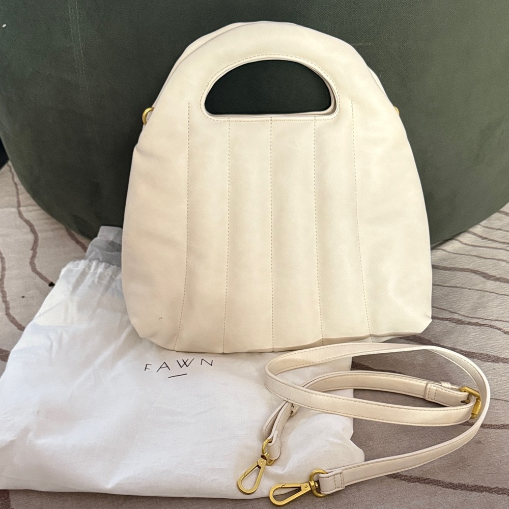 Fawn Design White Clutch / Mini Bag – Vegan Leather, Minimalist Style